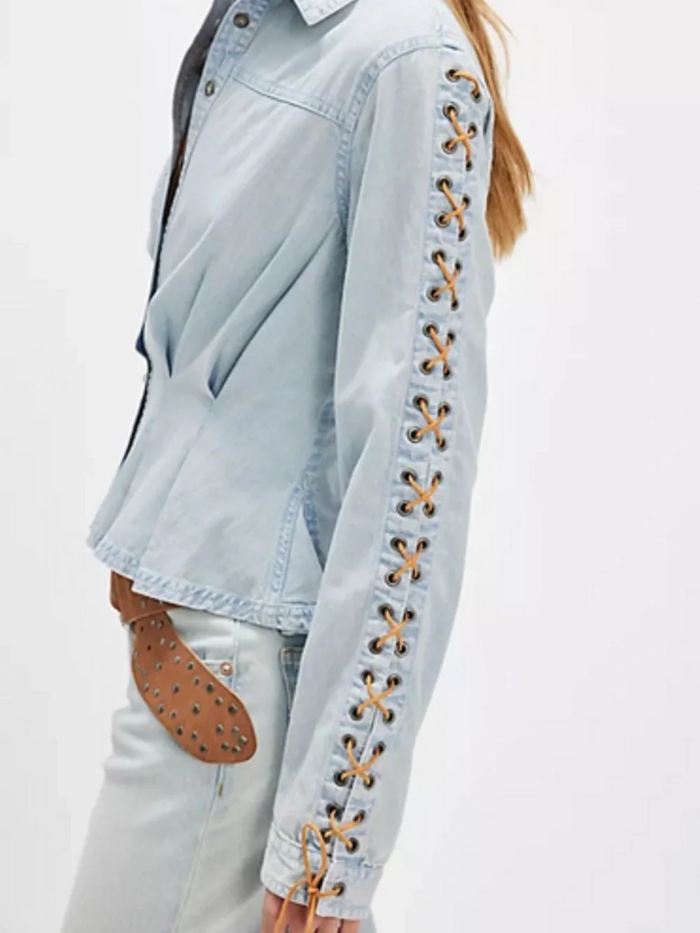 NWT Free People Lala Lace Button Down Shirt Size Large
